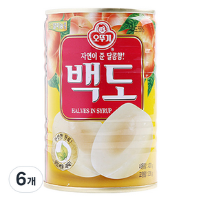 오뚜기 백도 반절 통조림, 400g, 6개