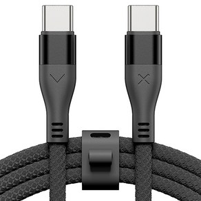 빅쏘 우븐 패브릭 단선방지 USB C to C 타입 PD 60W 고속 충전 아이폰 갤럭시 케이블, 1개, 블랙, 1.2m