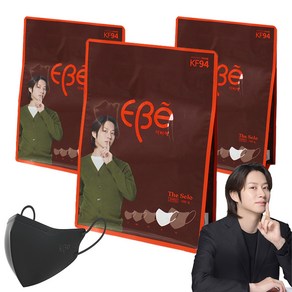 이비에 더세로 새부리형 마스크 특대형 KF94 + 항균 파우치 세트, 30개입, 3개, 블랙