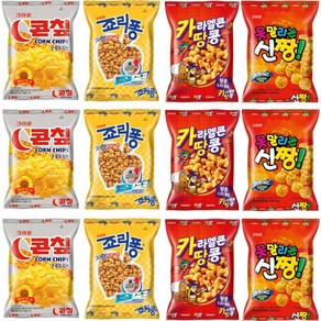 크라운 콘칲 44g x 3p + 카라멜콘 땅콩 46g x 3p + 못말리는 신짱 73g x 3p + 죠리퐁 50g x 3p 세트, 639g, 1세트