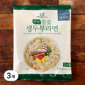 한둘푸드 쫄깃 생두부 라면 멸치맛 2인분, 342g, 3개