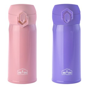 상상앤드 비비드 2중 진공 원터치 보온병, 핑크 + 퍼플, 350ml, 1세트