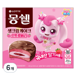 몽쉘 생크림 케이크 딸기 12p, 408g, 6개