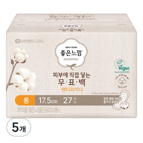 좋은느낌 피부에 직접 닿는 무표백 유기농순면 팬티라이너, 롱, 27개입, 5개