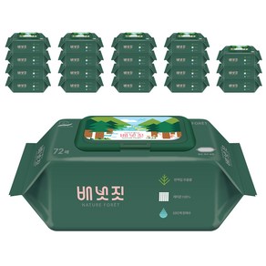 배냇짓 네이처 포레 아기물티슈 캡형 75gsm, 72매, 20개