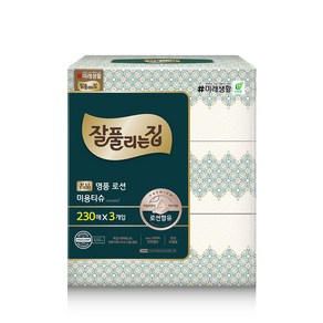 잘풀리는집 명품 로션 천연펄프 미용티슈 2겹, 230매, 3개