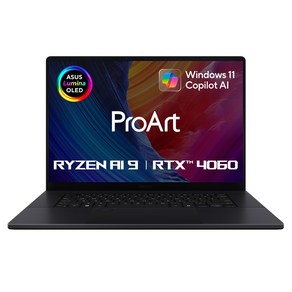 에이수스 2024 프로아트 P16 라이젠9 라이젠 AI 300시리즈 지포스 RTX 4060, 나노 블랙, H7606WV-ME087X, 1TB, 32GB, WIN11 Po