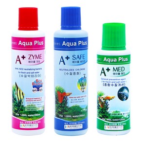 아쿠아플러스 에이플 세이프 120ml + 에이플 자임 120ml + 에이플 메드 120ml 수질 종합 세트, 1세트