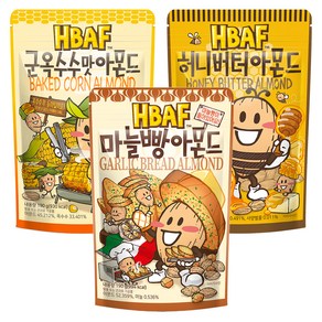 바프 아몬드 허니버터 190g + 군옥수수맛 190g + 마늘빵 190g, 1세트