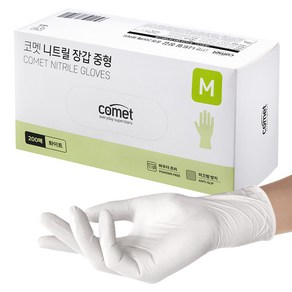 코멧 니트릴장갑 화이트, 중(M), 1개