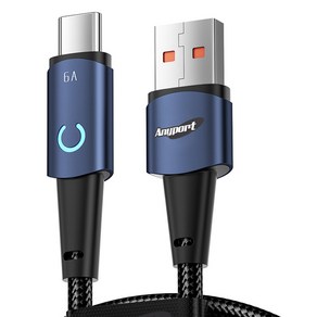 애니포트 문라이트 USB A to C 고속충전 케이블 AP-UTCM66W, 블루, 1개, 2m