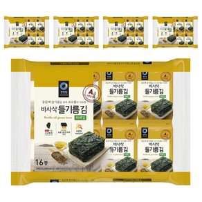 청정원 들기름 바사삭김 파래김, 4g, 80개