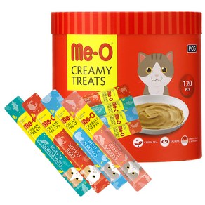 MeO 고양이 크리미 버라이어티 간식 파우치, 혼합맛(참치/연어/게/치킨&리버), 1.8kg, 1개