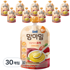 맘마밀 안심 이유식 퓨레 6개월부터, 사과 + 고구마 혼합맛, 30개, 100g