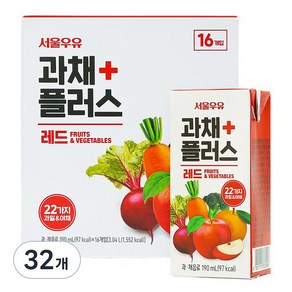 서울우유 과채플러스 레드, 190ml, 32개