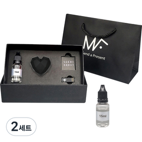 엠퓨처 차량용 하트 방향제 매트블랙 + 오일 15ml x 2p 세트 + 쇼핑백, 2세트, 블랙베리베이