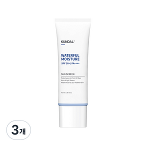 쿤달 데일리 워터풀 모이스처 선크림 SPF50+ PA++++, 40ml, 3개