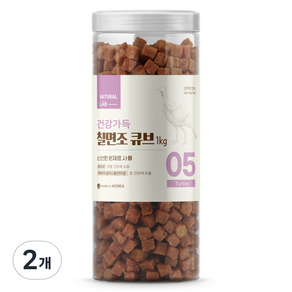 내츄럴랩 강아지 건강가득 큐브 져키, 칠면조, 1kg, 2개