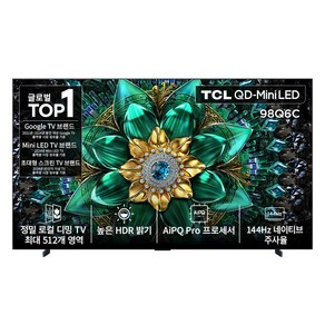 TCL 4K UHD QD Mini LED 스마트 TV, 247.7cm(98인치), 98Q6C, 벽걸이형, 방문설치