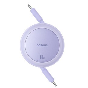 베이스어스 최신형 C타입 60W pd충전 초고속 미니 릴케이블, 1m, 퍼플, 1개