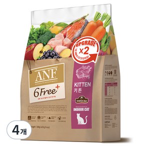 ANF 생후 12개월 이전 식스프리플러스 인도어 캣 키튼 건식사료, 닭, 1.6kg, 4개