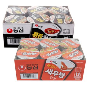 농심 튀김우동 컵라면 62g + 새우탕 컵라면 67g, 12개