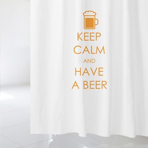 디자인수풀 KEEP BEER 샤워커튼 + 플라스틱 커튼 고리, 1세트