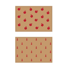 서머스트 실리콘 테이블매트 RED APPLE + RED PINEAPPLE, 베이지, 425 x 295 mm, 2개