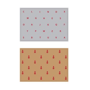 서머스트 실리콘 테이블매트 RED ABC + RED PINEAPPLE, 그레이, 베이지, 425 x 295 mm, 2개