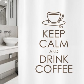 디자인수풀 샤워 커튼 KEEP COFFEE 래터링 S 1520 x 1880 cm + 스테인리스 고리, 1세트