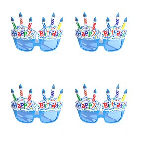 파티쇼 생일컵케익 안경, 블루, 4개