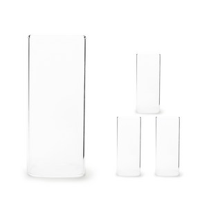 마카 내열 사각 글라스 컵 중 370ml, 4개