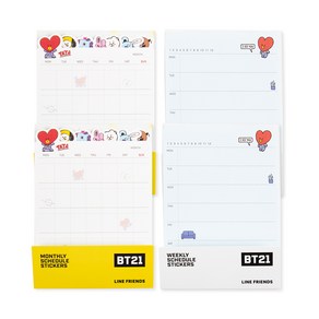 BT21 다이어리 스케줄 스티커 2종 x 2p 세트, 1세트