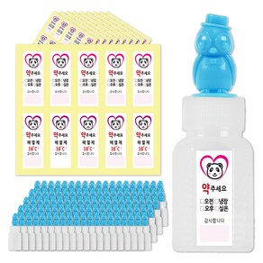 펭귄 캐릭터 약병 12ml + 펜더 방수 스티커 세트, 100세트