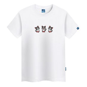 진마니아 고양이 세마리 라운드 반팔티 TS-355