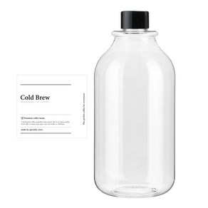 검정캡 투명 페트병 ARB1000 + 병라벨 스티커 클래식콜드브루 세트, 1000ml, 10세트