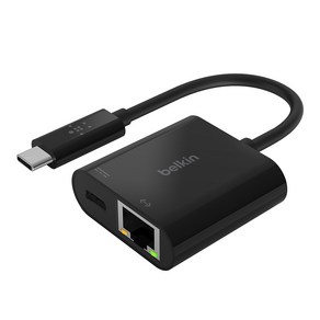 벨킨 USB-C to 이더넷 + C타입 60W PD 충전 어댑터 기가비트지원 썬더볼트3 호환 젠더 INC001