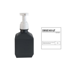 뉴앤룩 주방 세제 리필 용기 폴리 일반형 280ml + 주방 세제 스티커 세트, 1세트, 다크그레이