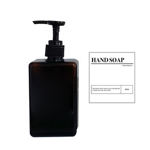 뉴앤룩 사각 디스펜서 핸드워시 리필 용기 일반형 슬림 280ml + 핸드워시 스티커 세트, 1세트, 브라운