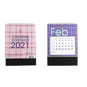 아이씨엘디자인 Desk Calenda 뉴트로체크 2021 2p, 혼합색상