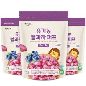 베이비본죽 유기농 쌀과자 퍼프, 퍼플, 3개, 30g