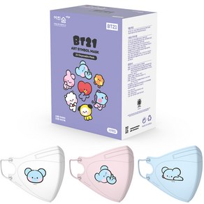 어린숨엣지 라인프렌즈 BT21 아트심볼 새부리형 컬러마스크 중형 KOYA 미니니 3종 x 10p 세트