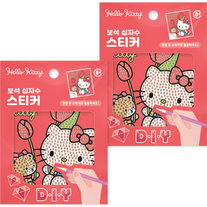 케이엠엘리홀딩스 DIY 5D 플라워 헬로키티 원형 보석십자수 키트 10 x 11 cm