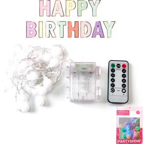 파티쇼 LED 앵두 전구 가랜드 마카롱 3M 30구 + 마카롱 생일파티 가랜드 세트, 마카롱(전구 가랜드), 혼합색상(생일파티 가랜드), 1세트