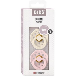 BIBS BOHEME 고무 쪽쪽이 기프트 2종 세트, 1단계(0~6개월), 아이보리, 블러썸, 1세트