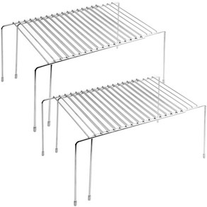 꾸미까 길이조절 접시 그릇 정리대 주방선반, 스텐, 2개