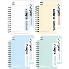 미소로 1800 A6 캠퍼스 좌철수첩 85매 2302 2종 x 4p 세트, 화이트, 아이보리, 블루, 민트, 1세트