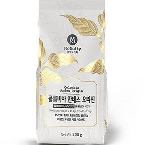 맥널티 원두 콜롬비아 안데스 오리진, 200g, 1개, 홀빈(분쇄안함)