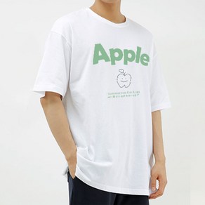 에어플레인 APPLE 오버핏 반팔 옆트임 티셔츠