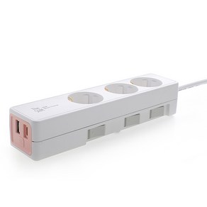 더슬림 개발형 USB 멀티콘센트 3구 SY-SB3 USB CT, 1.5m, 화이트 + 코랄, 1개